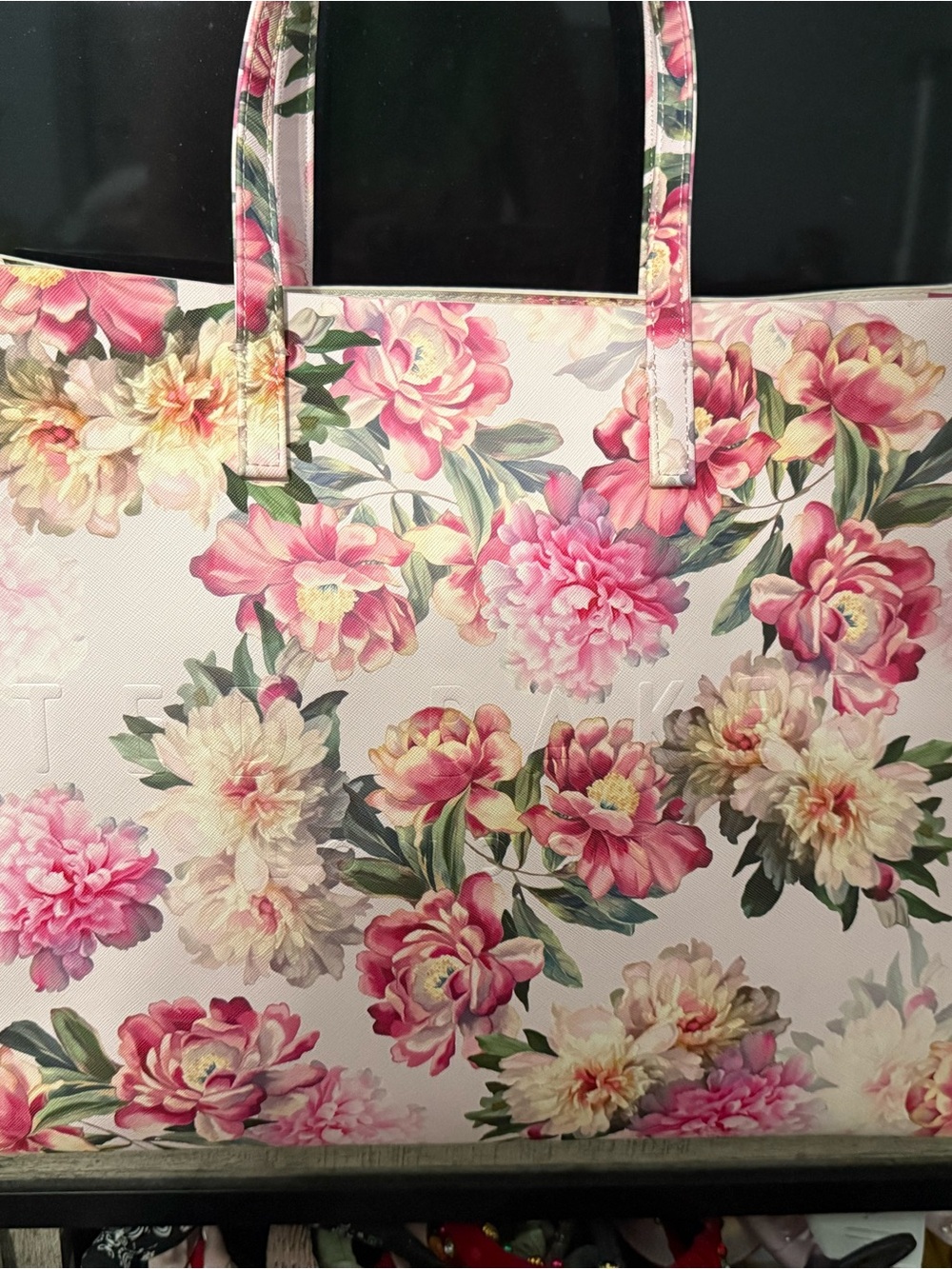 Ted Baker London Pink Floral Tote with Cream Base